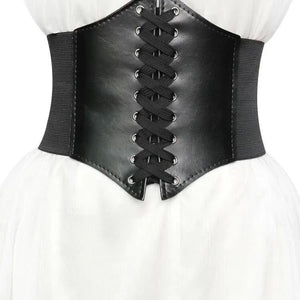 Decorative elastic waist belt for women, simple and versatile, perfect for shirt dresses, trendy all year round, wide straps for a slimming effect. - Rozzlux