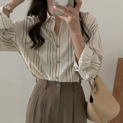 Korean style gradient striped shirt for women - Rozzlux