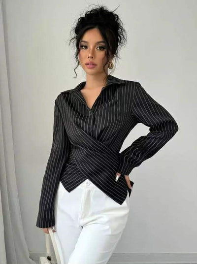 fashion elegant long-sleeved button women's shirt - Rozzlux